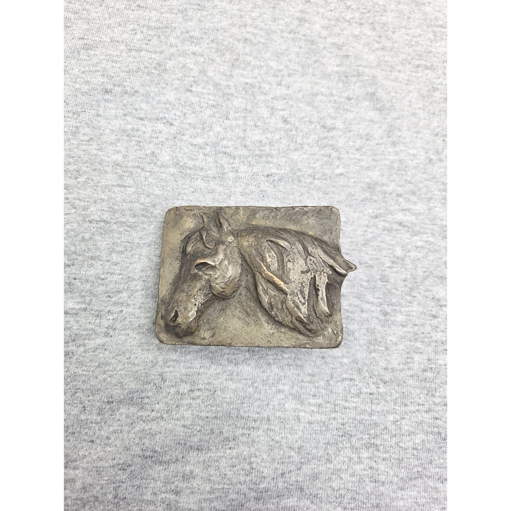 Handmade Heavy Solid Bronze Horse Stallion Southwestern Buckle Smokey Joe Co